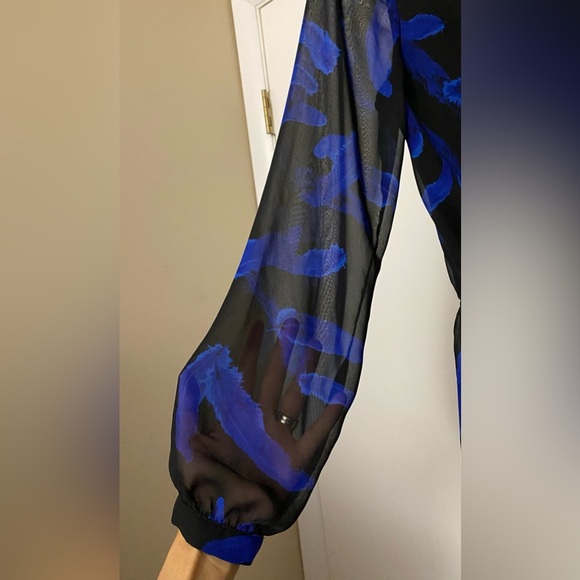 Express Black with Blue Feathers Romper Size XS - Picture 5 of 9